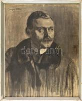 Jobbágyi Gaiger Miklós (1892-1959): Portré. Szén, papír, jelzett. Üvegezett, sérült fakeretben. 54x44 cm