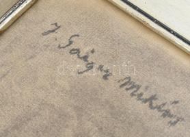 Jobbágyi Gaiger Miklós (1892-1959): Portré. Szén, papír, jelzett. Üvegezett, sérült fakeretben. 54x4...