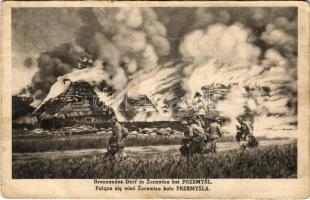 Brennendes Dorf in Zurawica bei Przemysl / Első világháborús katonai lap, égő lengyel falu / WWI K.u.k. military, burning village in Poland (fa)