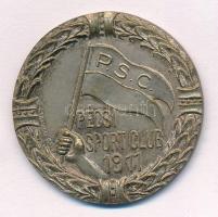 ~1920. PSC - Pécsi Sport Club 1911 ezüstözött bronz díjérem, hátoldalán Pécs II. gravírozással, Ludvig BP gyártói jelzéssel (35mm) T:2 patina