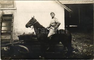 1916 Temesvár, Timisoara; Osztrák-magyar katona lovon. Miklós Andor Karánsebes / WWI K.u.k. military, soldier on horse. photo