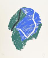 Bér János (1937-2021): Zöld-kék kompozíció, 1992. Szitanyomat, papír, jelzett, számozott (16/40). Lapméret: 65×50 cm / Screenprint on paper, signed, numbered (16/40).