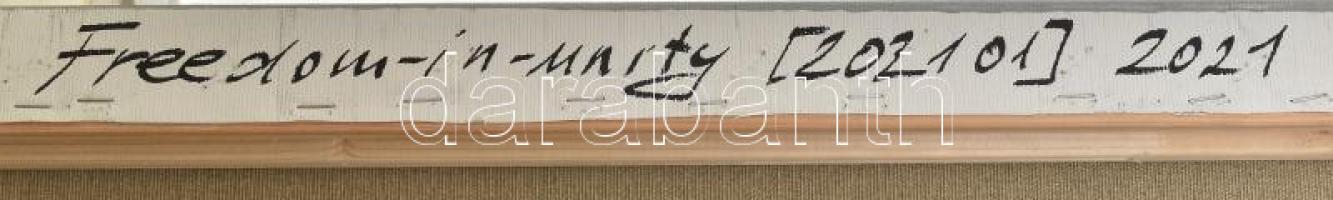 Ottó László (1966-): Freedom-in-unity, No. 13, 2021. Akril, vászon, jelzett a hátoldalán, restaurált...