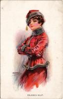 1917 Polnisch Blut / Lengyel katona hölgy / Polish military lady soldier. Erkal No. 324/2. s: Usabal