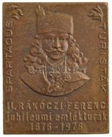 1976. II. Rákóczi Ferenc jubileumi emléktúrák - Spartacus Turisták egyoldalas, öntött bronz emlékplakett. Szign.: Nagy J. (39x49mm) T:2