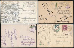 cca 1910-1930 4 db képeslap a bélyeg helyén titkos üzenettel