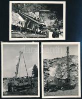 cca 1940 3 db külszíni bánya fotó 4x6 cm