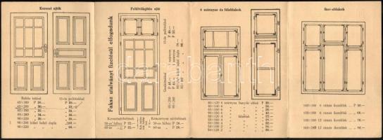 cca 1940 Faipari üzem ablak és ajtó képes reklám nyomtatvány kihajtható