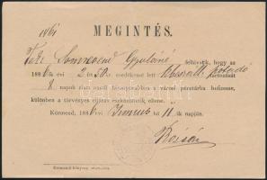 1886 Megintés Körmendi városi tanács fizetési felhívása