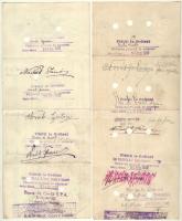 Románia / Szatmárnémeti 1932. 2db kitöltött váltó bélyegzésekkel, bélyeggel, szárazpecséttel, lyukas...