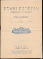 1941 Debrecen nyári egyetem három nyelvű reklám füzet 14p + 1 t