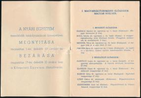 1941 Debrecen nyári egyetem három nyelvű reklám füzet 14p + 1 t