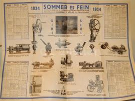 1934 Szivattyúgyár reklámos falinaptár 50x60cm