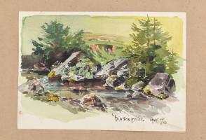 Ócsvár Rezső (1877-1968): Bisztra patak, 1905. Akvarell, papír, jelzés nélkül, Ócsvár Rezső autográf...