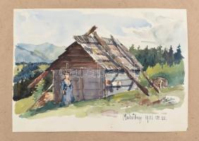 Ócsvár Rezső (1877-1968): Madárhegy, 1900. Akvarell, papír, jelzés nélkül, Ócsvár Rezső autográf dat...