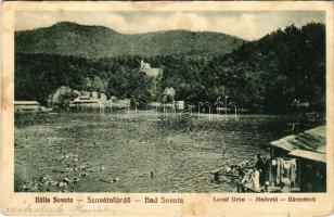 Szováta-fürdő, Baile Sovata; Lacul Ursu / Medve-tó, fürdőzők. Schnitzer Artur kiadása / Bärenteich / lake, bathers (fl)