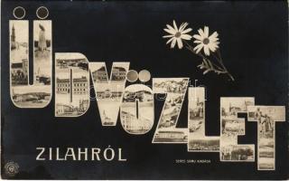 1910 Zilah, Zalau; Üdvözlet mozaiklap. Seres Samu kiadása / multi-view postcard