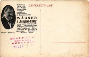 Fiume, Rijeka; Via Adamich / utca, Európa szálloda és étterem. Hátoldalon Wágner a "Hangszer-Ki...