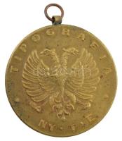 1943. "Tipográfia NyTE" kétoldalas bronz sportérem füllel, "Horváth János emlékére 1943" gravírozással (37mm) T:2