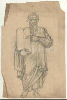 Muhits Sándor (1882-1956): Mózes. Ceruza, hártyapapír, jelzés nélkül, lap széle sérült, 37×25 cm