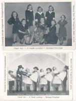 4 db RÉGI motívumlap: cirkuszi akrobaták, magyar törpék, Liliputi Falu; vegyes minőségben / 4 pre-19...