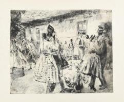Aszódi Weil Erzsébet (1901-1976): Táncosok. Rézkarc, papír, jelzés nélkül, 28×38,5 cm
