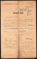 1916 M. kir. legfelsőbb honvéd törvényszék kirendelő okirata az állam hadi ereje ellen irányuló bűntett ügyében, szakadással