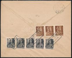 1945 (2. díjszabás) Levél 19 db bélyeggel és PUTNOK pályaudvari levélszekrényből bélyegzéssel / Cove...