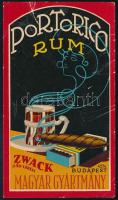 J. Zwack és Társai, Portorico Rum, italcímke, szakadt, 13x7 cm