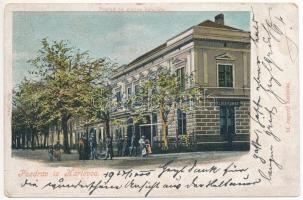 1900 Károlyváros, Karlovac; Pogled na glavno setaliste / utca, kávéház. St. Jugovic kiadása / street view, café (EM)