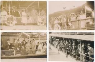 Abbazia, Opatija; - 4 db RÉGI fotó képeslap: hajókirándulás / 4 pre-1945 photo postcards: boat trips