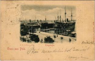 1898 (Vorläufer) Pola, Pula; K.u.K. Kriegsmarine Kriegshafen / Osztrák-Magyar Haditengerészeti kikötő / Austro-Hungarian Navy port, naval base. F. W. Schrinner, Stengel (fl)