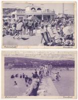 Balatonalmádi - 2 db RÉGI város képeslap: strand, fürdőzők / 2 pre-1945 town-view postcards