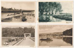Balatonalmádi - 4 db RÉGI város képeslap: csónakkikötő, hajóállomás / 4 pre-1945 town-view postcards