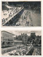 Szováta-fürdő, Baile Sovata; - 4 db RÉGI képeslap a strandról (közte 1 fotó) / 4 pre-1945 postcards ...