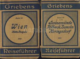 1925-26 2 db német nyelvű útikönyv Wien; Swinemünde, Ahlbeck, Bansin, Heringsdorf (beragasztott térképekkel)