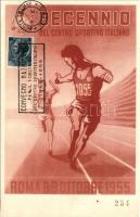 1955 Roma, Decennio del Centro Sportivo Italiano. Sezione Filatelica / Decade of the Italian Sports Center + So. Stpl. (EK)