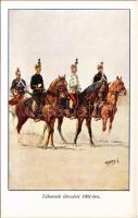 Tábornok törzsével 1901-ben. Honvédség története 1868-1918 / Austro-Hungarian K.u.K. military art postcard s: Garay