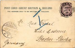 1899 (Vorläufer) "A quiet game of nap!" men playing cards, angry wife, humour, litho (EK)