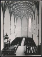 cca 1940 Petrás István (1904-1980): A nyírbátori református templom belsőjének 3 db fotója, a hátold...