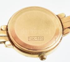 Arany (Au/14k) Helvetia női quartz karóra, működik, jelzett, d:24mm bruttó: 22,69g