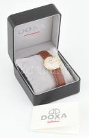 Arany (Au/14k) DOXA 1000.50 analóg kijelzős, dátumfunkciós, quartz férfi karóra, barna bőr szíjjal. ...