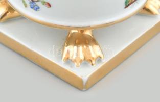 Herendi Viktória mintás körmös mini váza, kézzel festett, jelzett, kopott, m:13cm