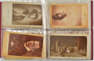 SZÍNÉSZEK, SZÍNÉSZNŐK - kb. 110 db régi képeslap albumban / ACTORS, ACTRESSES - Cca. 110 pre-1950 postcards in an album