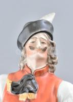 Herendi táncoló juhász, kézzel festett, jelzett, hibátlan, m: 29,5 cm