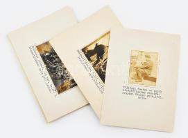 1941 Kispesti katonai életképek, köztük festő bakával,1941. május-junius, 7 db fotó papírlapokon, feliratozva, 5x4 cm és 6x8 cm közötti méretben