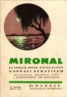 1937 Mironal, az ideális, enyhe, biztos altató nappali sedativum. Dr. Wander Gyógyszer- és Tápszergyár rt. reklám + So. Stpl (EK)