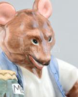 Herendi mézet cipelő maci (mackó, medve), kézzel festett, jelzett, hibátlan, m:14 cm