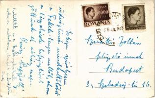 1947 Eforie, Carmen-Sylva Movila; Vederea plajei / beach, seaplane. photo (EK)