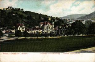 Brassó, Kronstadt, Brasov; Postarét a fellegvárról / Postwiese mit Schlossberg / Livadia postei (EK)